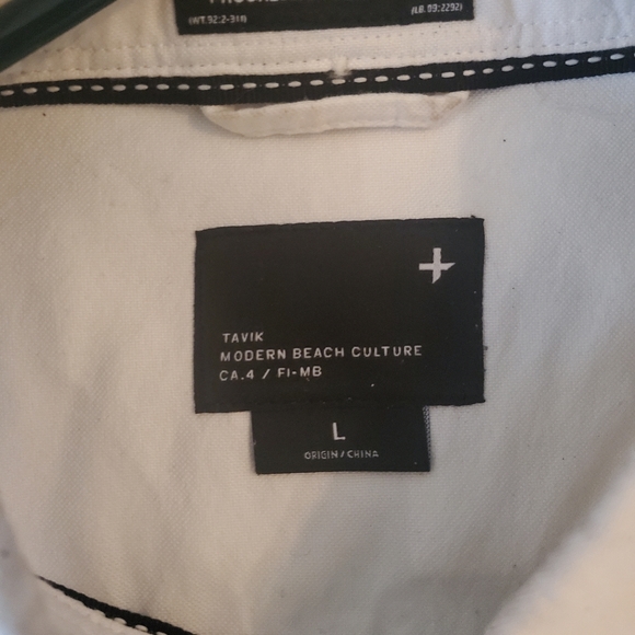 Tavik Long White Sleeve Button Down Top sz Large - Picture 2 of 4